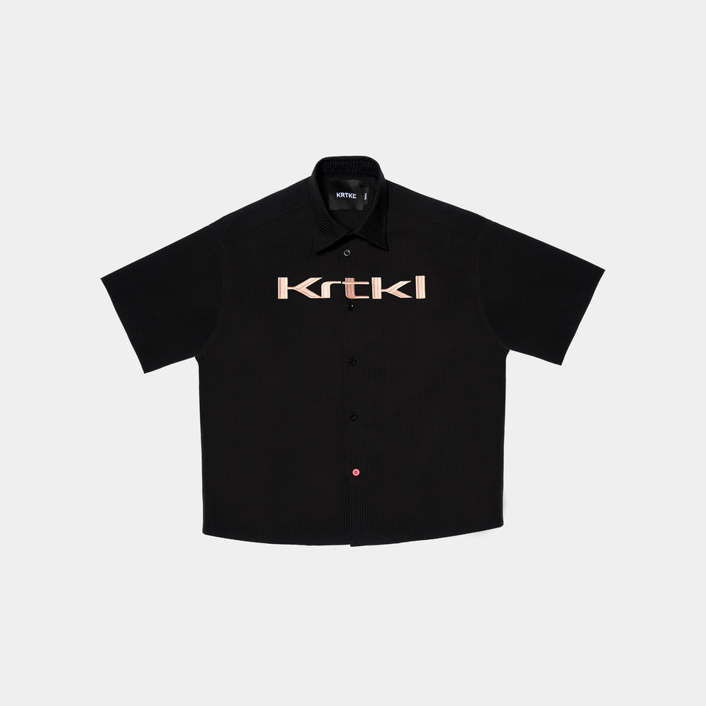 PINSTRIPE BUTTON UP SS