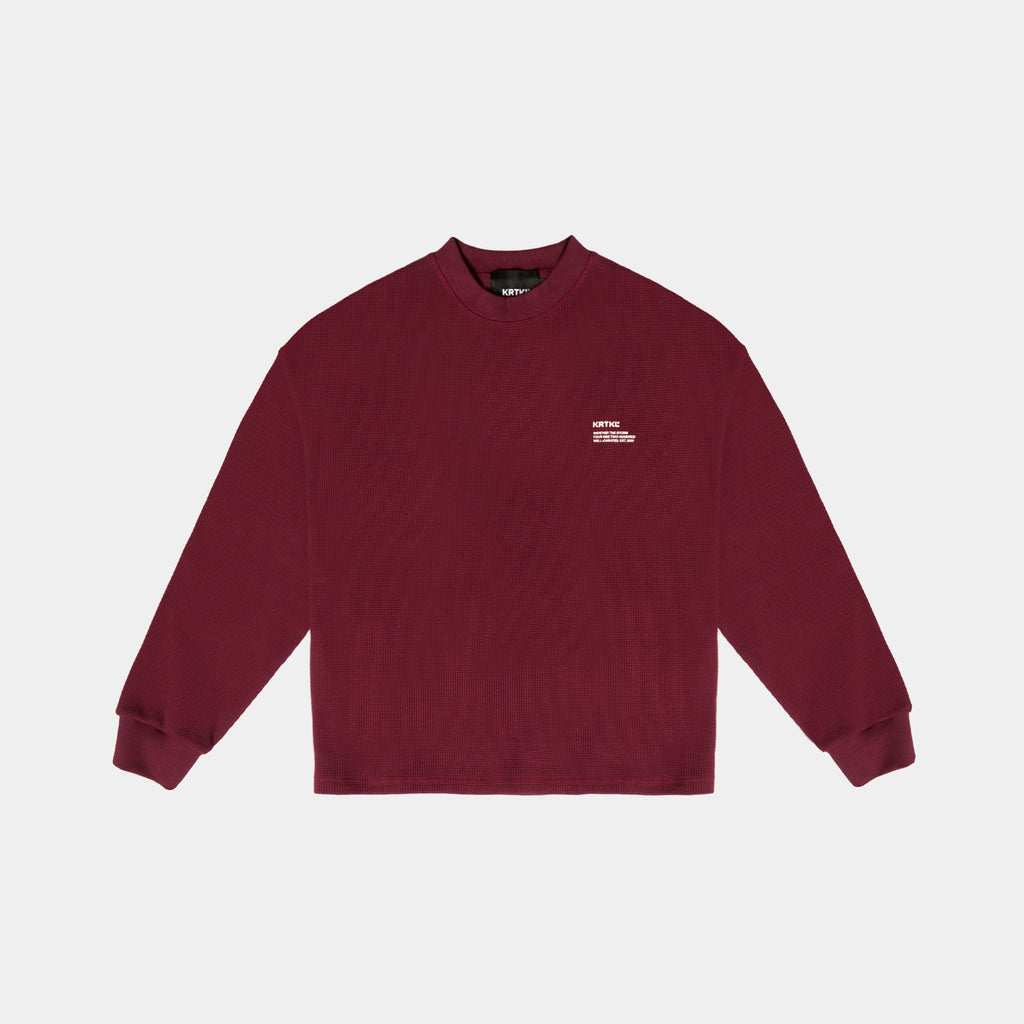WAFFLE TEE LS (RED BURGUNDY)